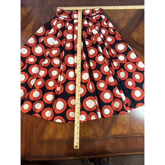 H&M Tribute to Marimenko Full Pleated Skirt Sz 4 Geometric Black Orange Ivory - Picture 14 of 16